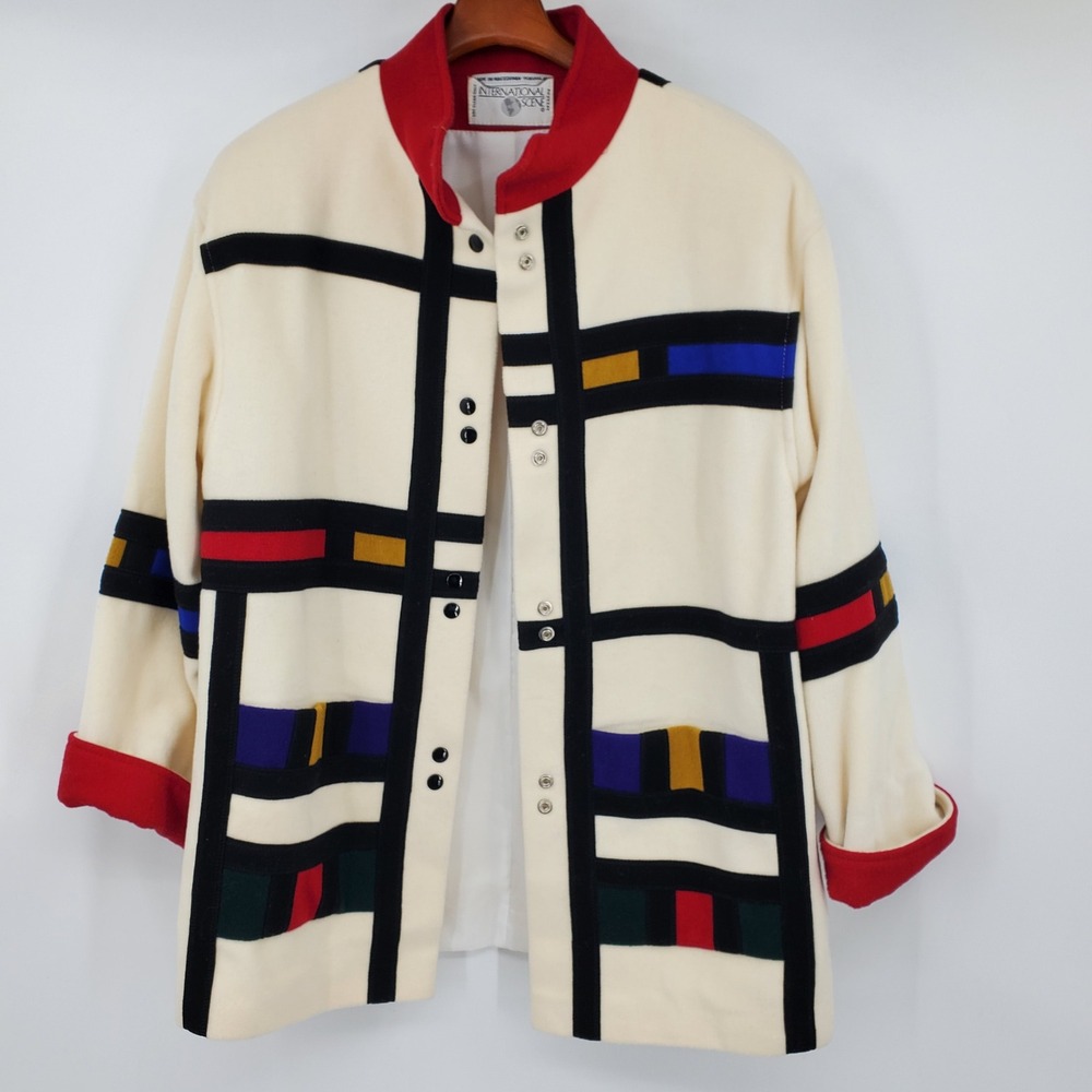 International Scene Vintage Mondrian Style Wool Jacket Colorblock Rainbow 12